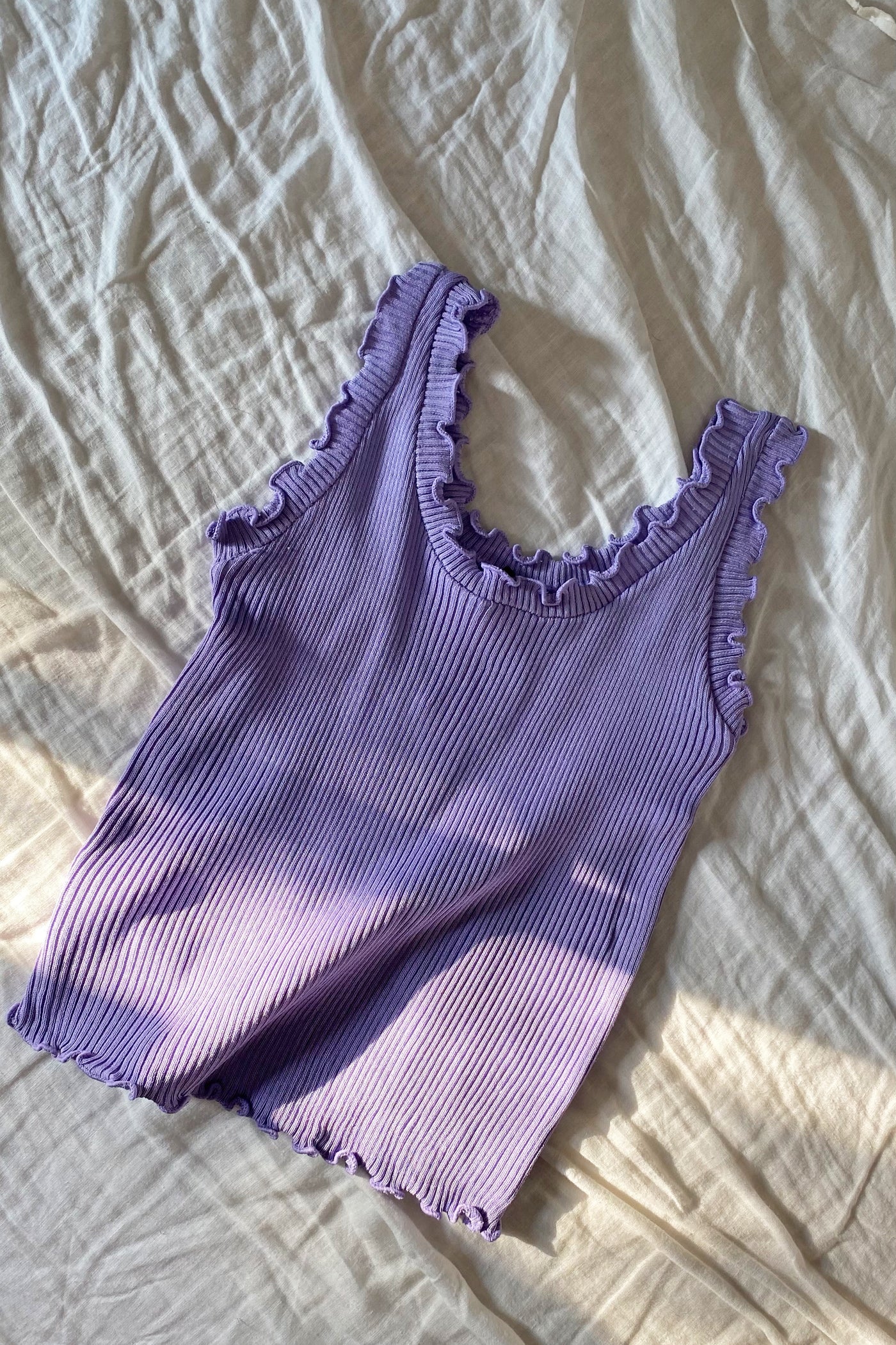 Say The Least Basic Ruffled Tank Top - Grape