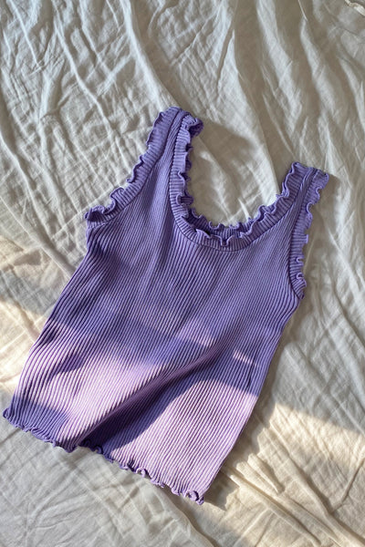 Say The Least Basic Ruffled Tank Top - Grape