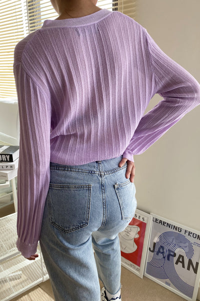 See The Light Airy Knit Cardigan - Lilac