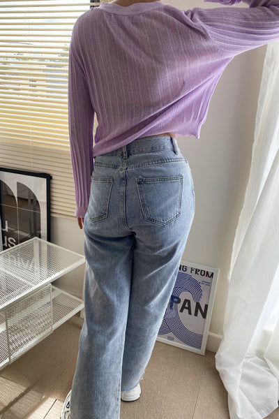 See The Light Airy Knit Cardigan - Lilac