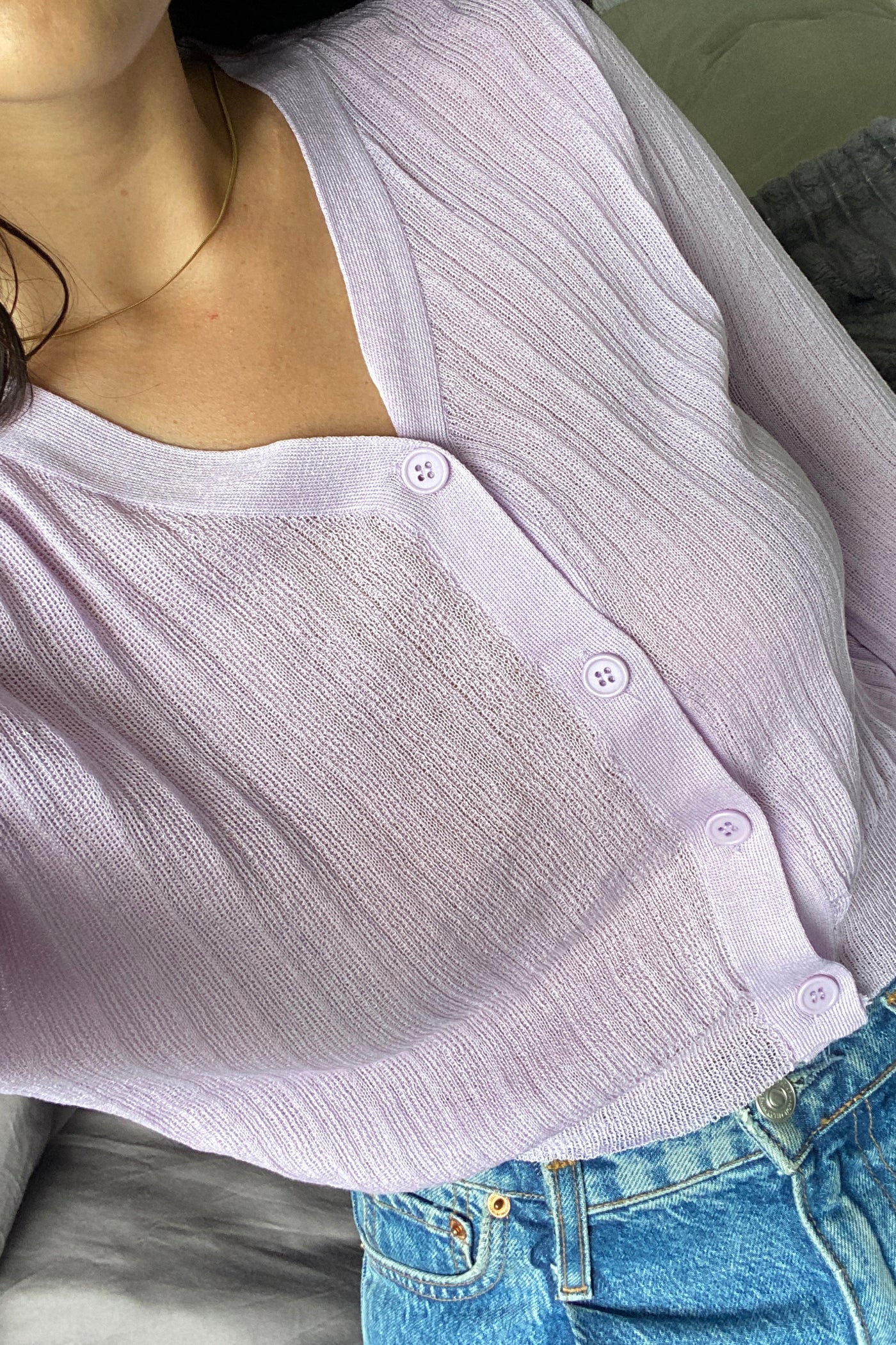 See The Light Airy Knit Cardigan - Lilac