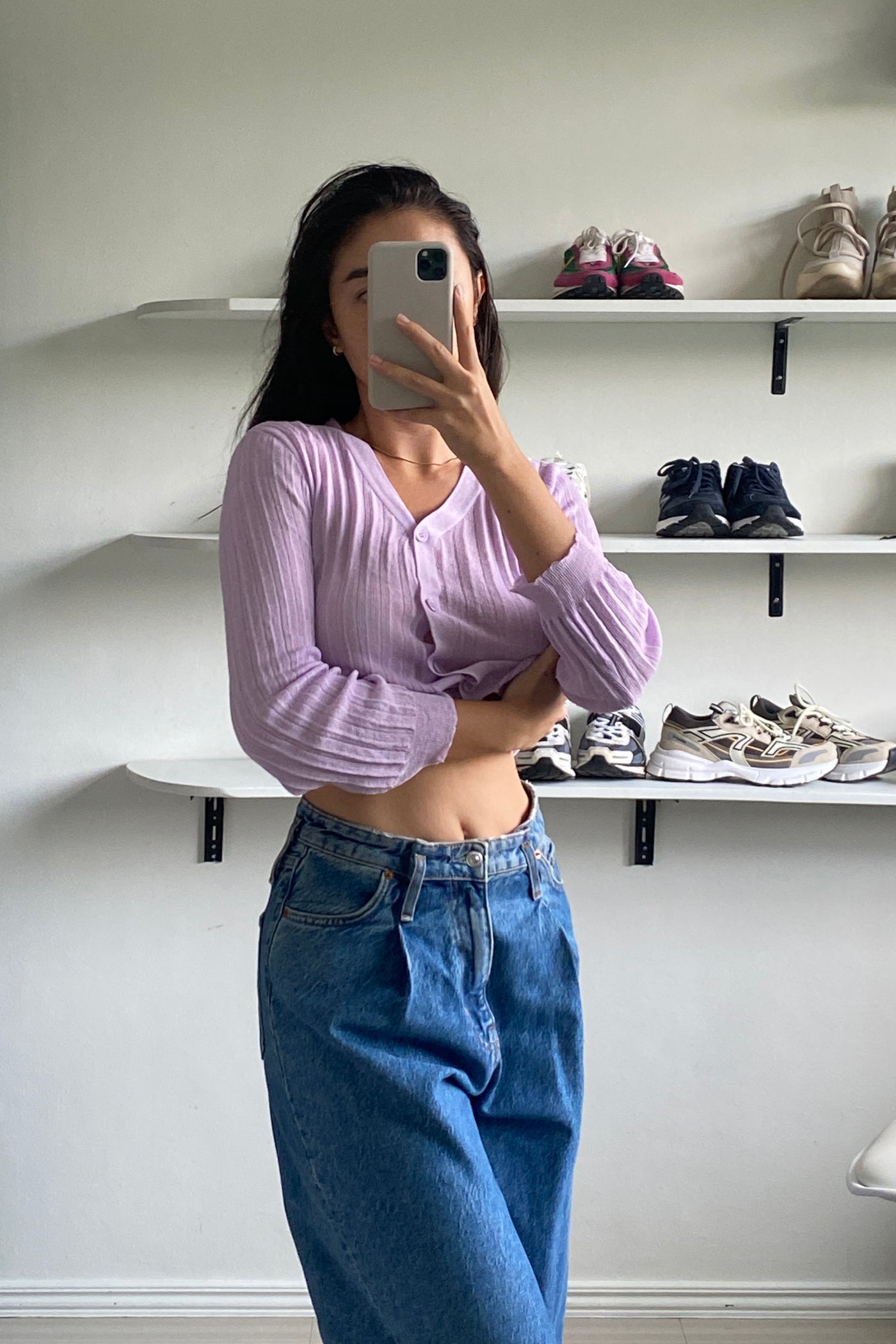 See The Light Airy Knit Cardigan - Lilac