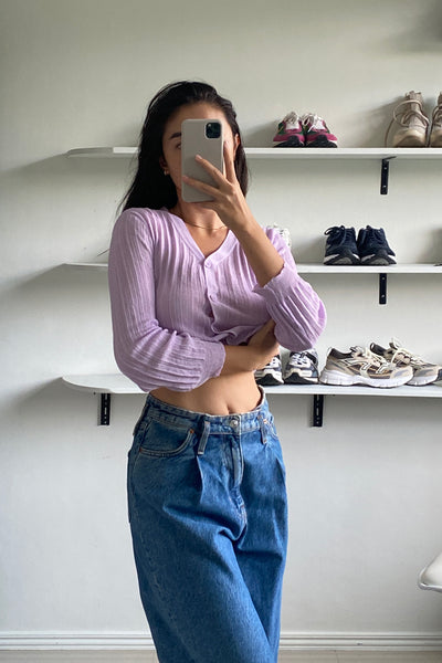 See The Light Airy Knit Cardigan - Lilac