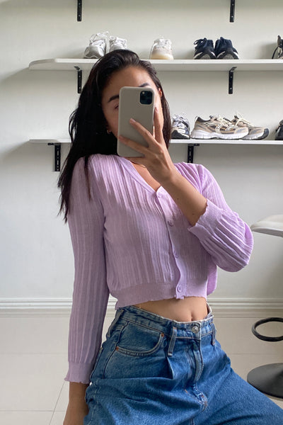 See The Light Airy Knit Cardigan - Lilac