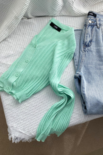 See The Light Airy Knit Cardigan - Mint