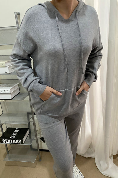 See You Around Knit Hoodie and Sweatpants Set - Stone