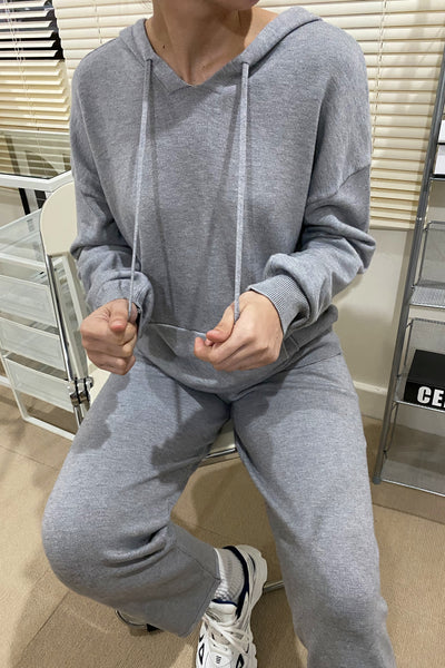 See You Around Knit Hoodie and Sweatpants Set - Stone