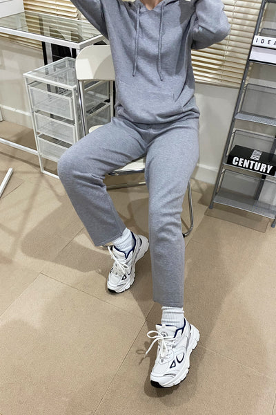 See You Around Knit Hoodie and Sweatpants Set - Stone