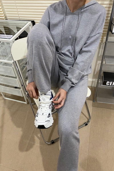 See You Around Knit Hoodie and Sweatpants Set - Stone