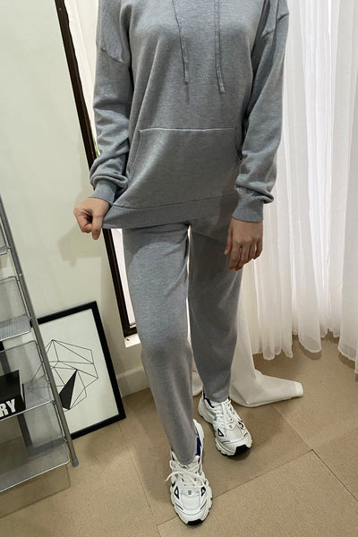 See You Around Knit Hoodie and Sweatpants Set - Stone