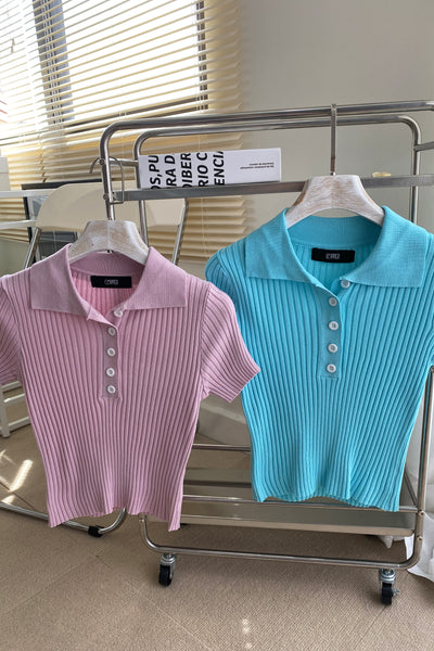 Shirt Happens Collared Baby Tee - Aqua