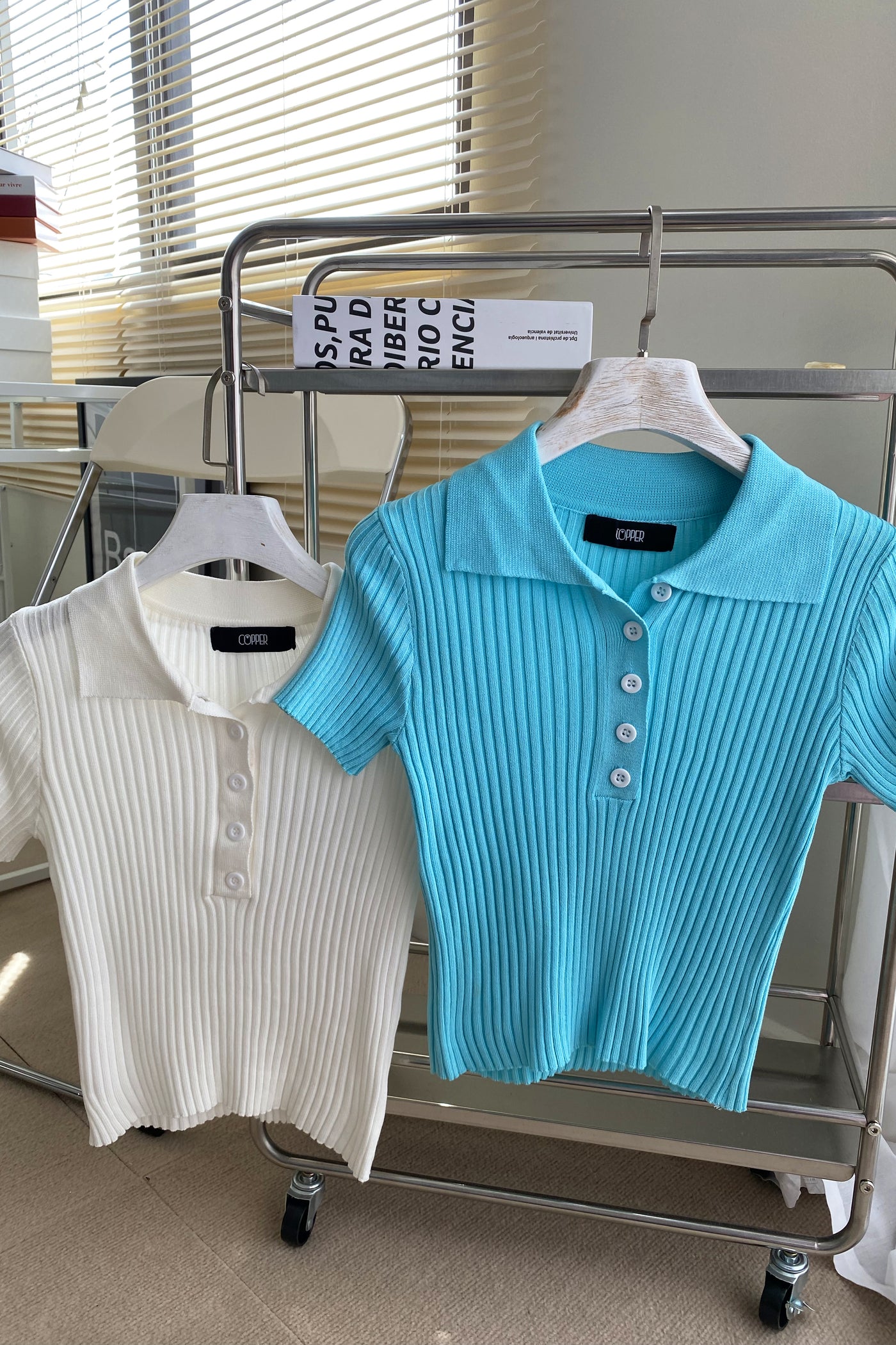 Shirt Happens Collared Baby Tee - Aqua