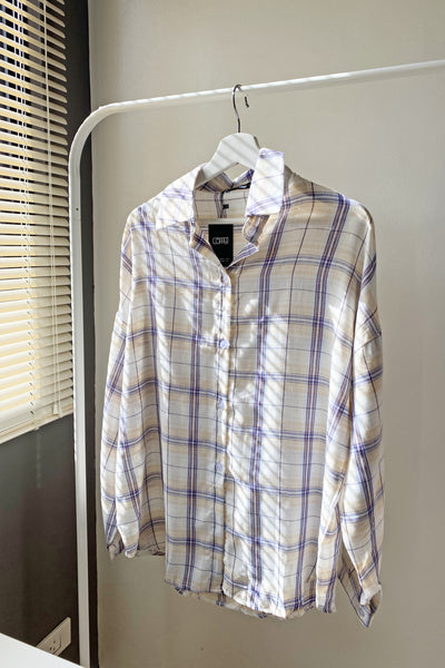 So Fetch Oversized Plaid Shirt - Froyo