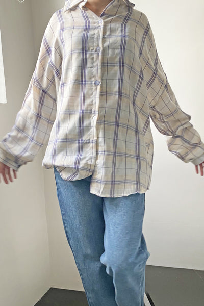 So Fetch Oversized Plaid Shirt - Froyo