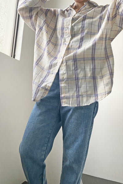 So Fetch Oversized Plaid Shirt - Froyo