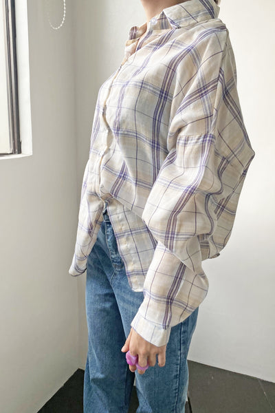 So Fetch Oversized Plaid Shirt - Froyo