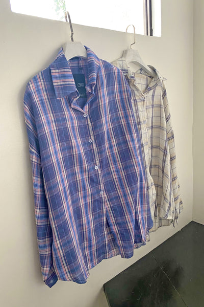So Fetch Oversized Plaid Shirt - Froyo