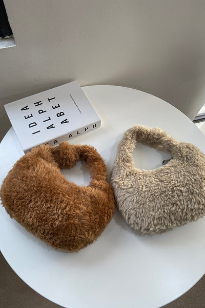 Take It Easy Mini Fuzzy Baguette Bag - Cocoa