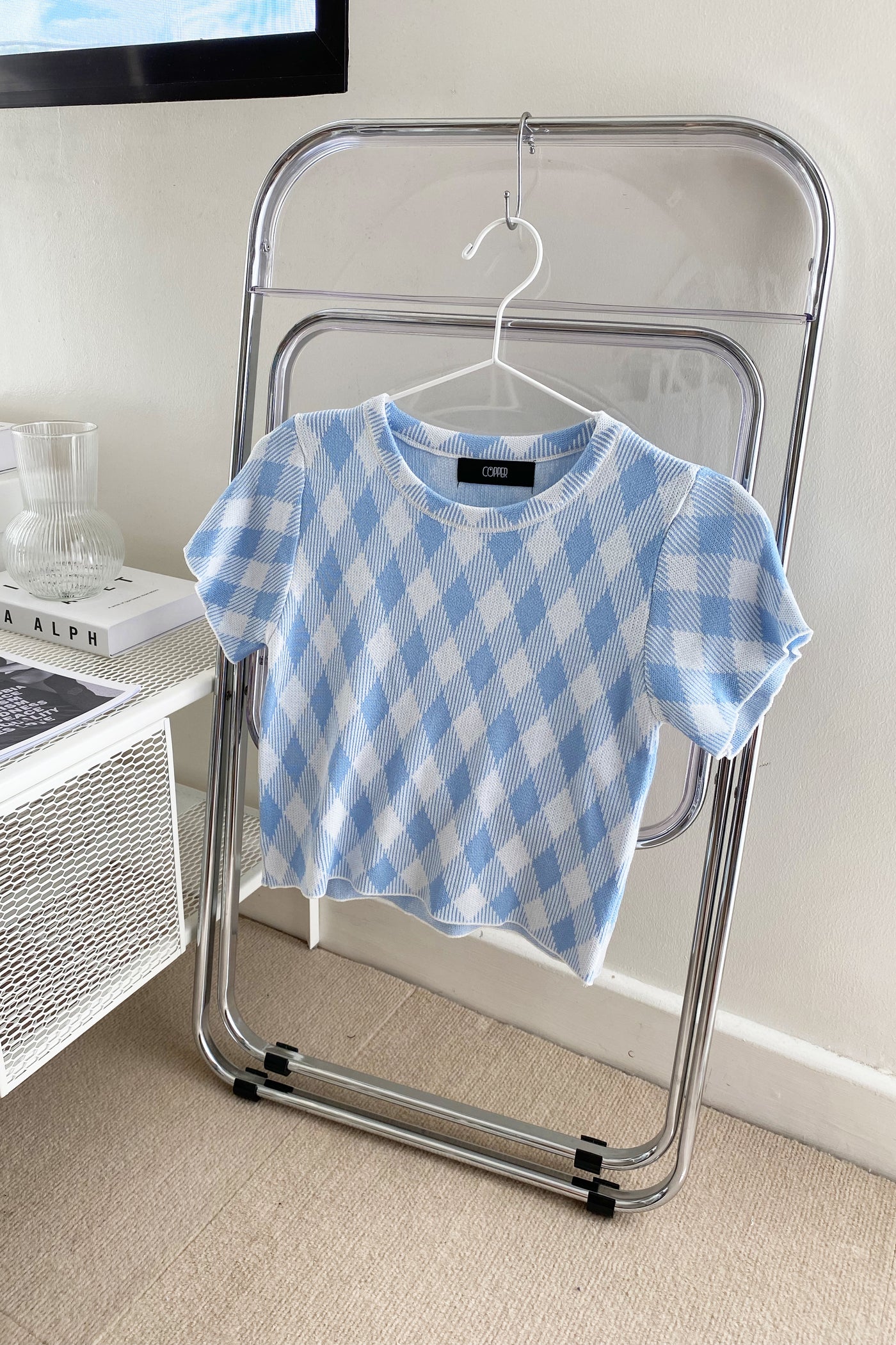 Tennis Court Knit Baby Tee - Baby Blue