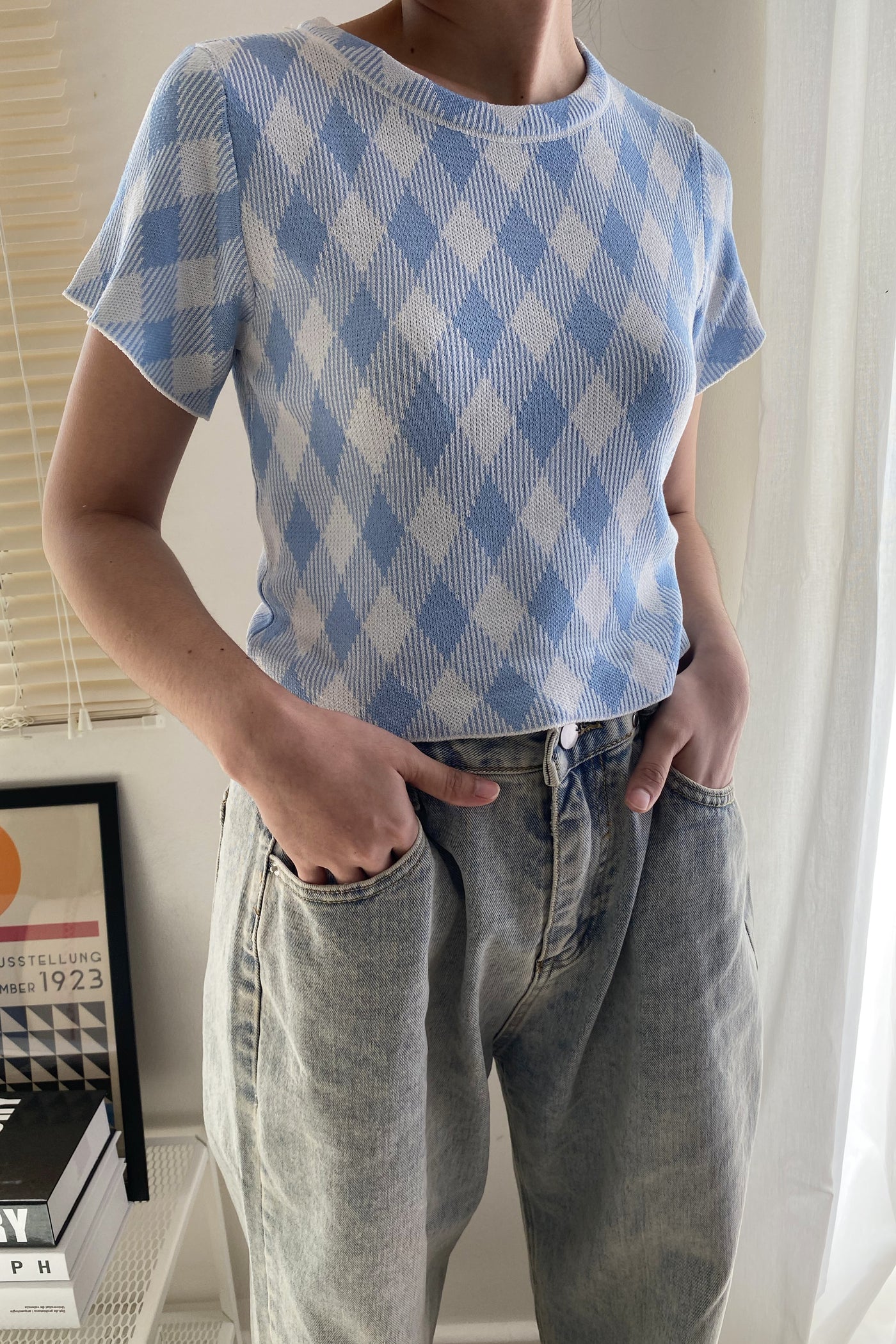 Tennis Court Knit Baby Tee - Baby Blue