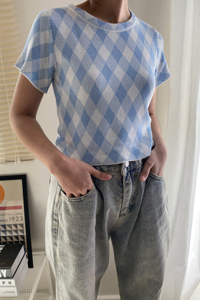 Tennis Court Knit Baby Tee - Baby Blue