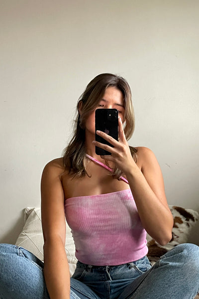 Vivid Dreams Asymmetrical Tie Dye Tank Top - Pink Lemonade