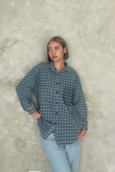 [GOOD JEANS] Play It Cool Houndstooth Denim Jacket