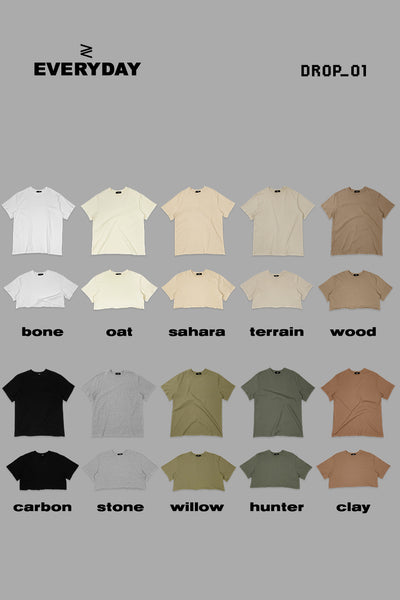 EVERYDAY Oversized Cotton T-Shirts and Cropped Tees in 10 neutral colors