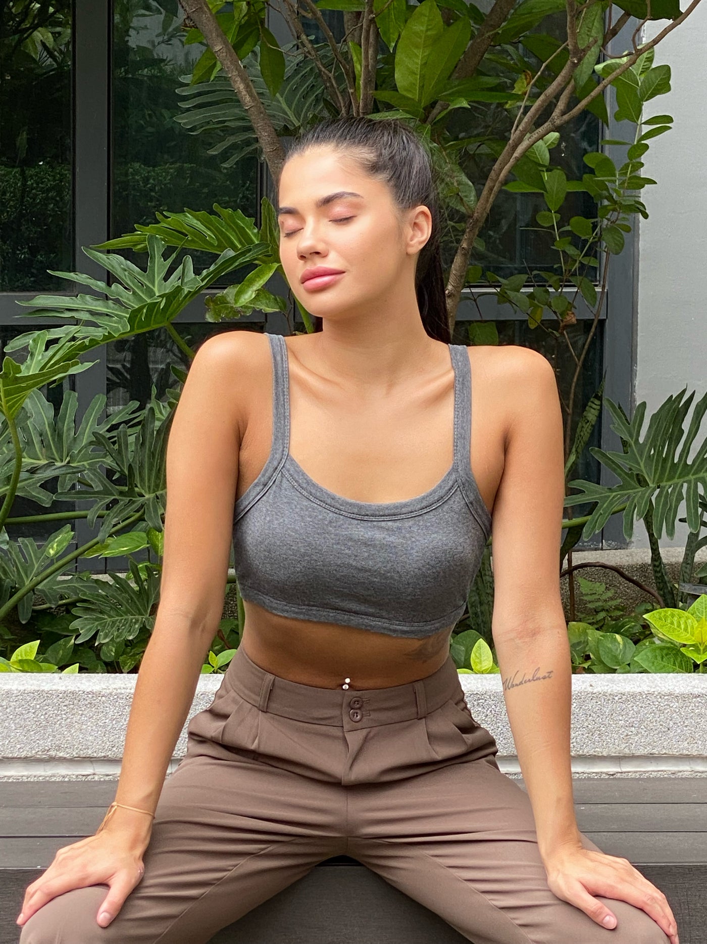 No Holding Back Bralette Top - Smoke