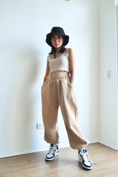 [EVERYDAY] Don’t Sweat It Essential Jogger Pants - Latte